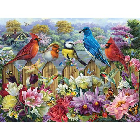 Birds In A Blooming Garden 300 Large Piece Jigsaw Puzzle | Bits and Pieces