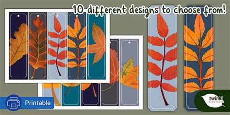 Printable Autumn Leaf Bookmarks (teacher made) - Twinkl