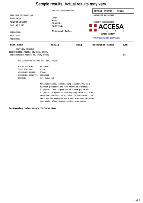 H. pylori Test - Helicobacter pylori Stool Antigen Test | Accesa Labs