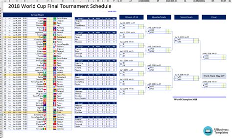 2018 World Cup Final Tournament Schedule In Excel - World Cup 2018 Schedule Excel Template ...