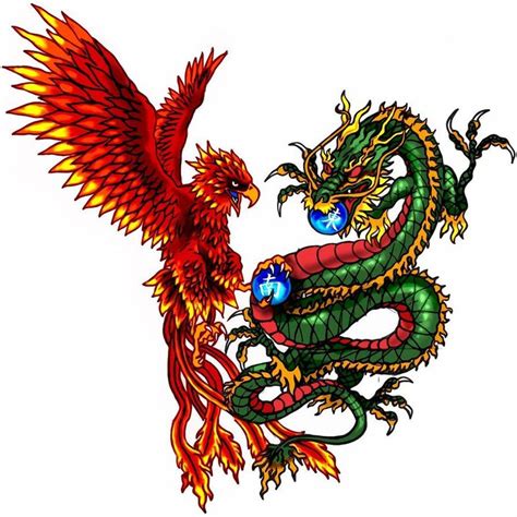 Dragon And Phoenix Tattoo Designs