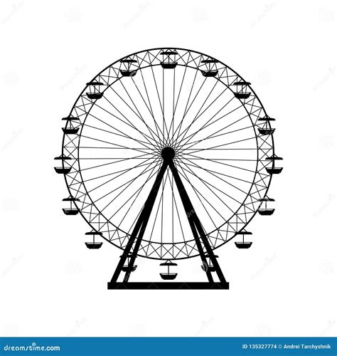 Ferris Wheel Silhouette Circle Vector Illustration. Carnival. Funfair Background.Carousel ...