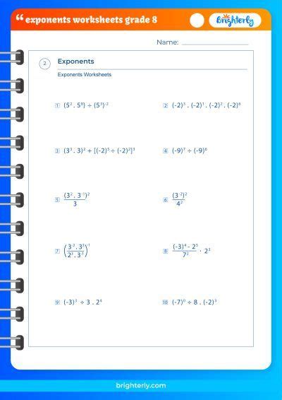 How To Use Exponents Worksheets Grade 8 [PDFs] Brighterly.com