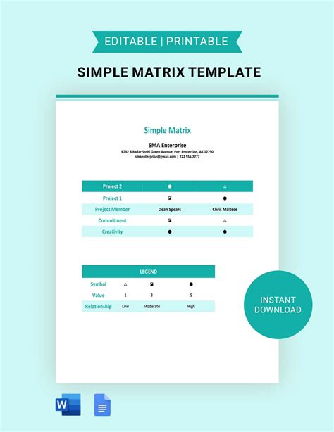 Matrix Templates in Word - FREE Download | Template.net