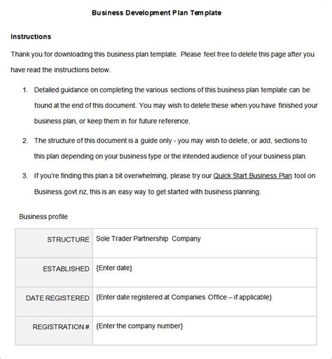 Business Development Plan Template Free Download