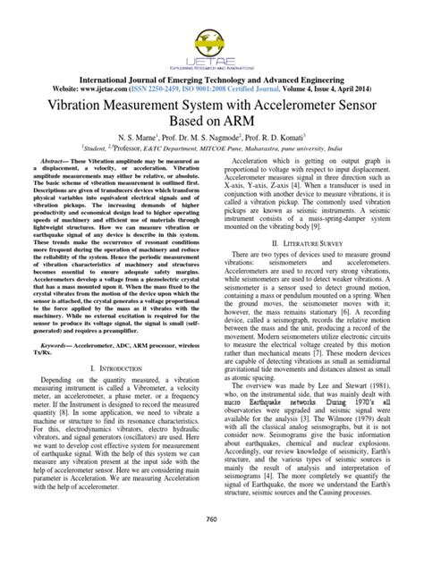 Vibration Measurement System With Accelerometer Sensor Based On ARM PDF | PDF | Accelerometer ...