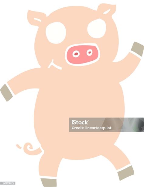 Flat Color Illustration Cartoon Dancing Pig Stock Illustration - Download Image Now - Animal ...