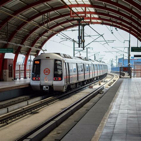 New Delhi India - August 10 2023 - Delhi Metro train arriving at ...