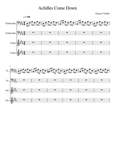 Achilles Come Down Sheet music for Violin, Cello (Mixed Quartet) | Musescore.com