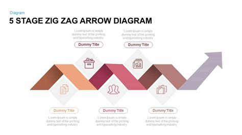 5 Stage ZigZag Arrow Diagram PowerPoint Template and Keynote Slide