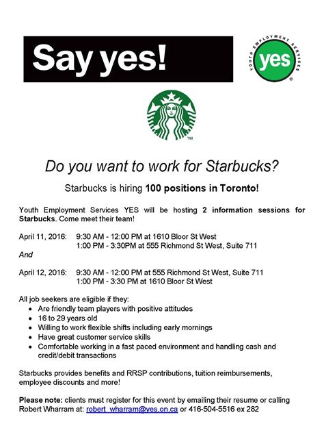 Starbucks is hiring for 100 Barista positions! - Youth Employment ...