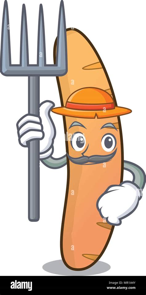 Farmer baguette character cartoon style Stock Vector Image & Art - Alamy