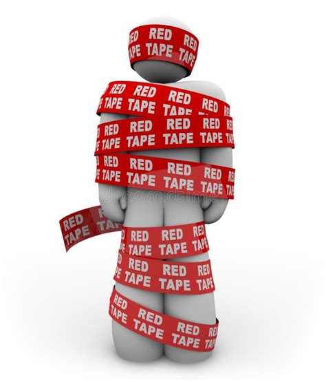 Person Wrapped Up in Red Tape of Bureaucracy Stock Illustration - Illustration of concept ...