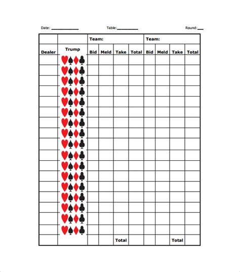 7+ Sample Pinochle Score Sheets | Sample Templates