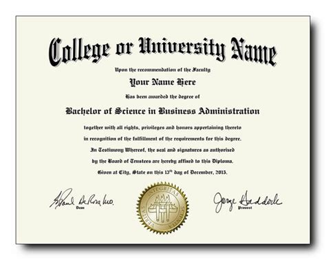 Printable Fake Degree Certificate