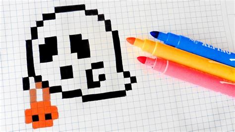 Como Dibujar Fantasma Kawaii De Halloween Pixel Art Youtube Images