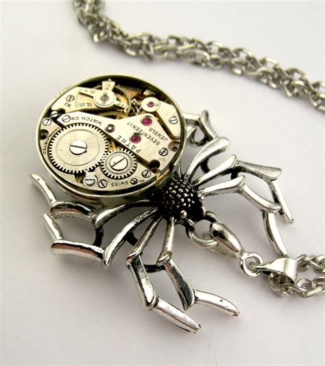 Steampunk watch movement spider pendant by SteamSect on DeviantArt