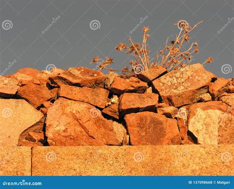 Old Wall Made of Granite Stones C Stock Photo - Image of fence ...