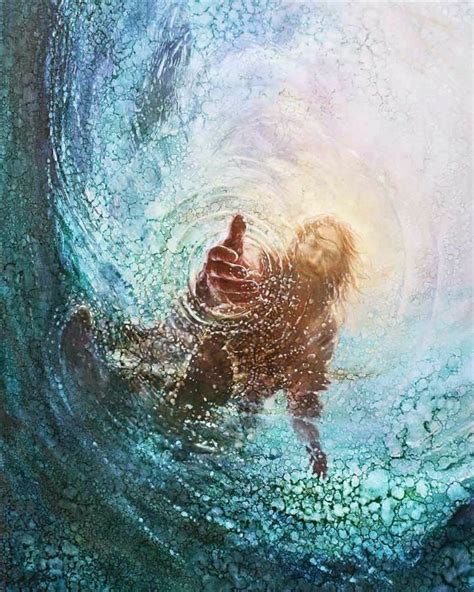 YK HAND OF GOD Jesus Reaching Hand Into The Water Home Decor HD Print ...