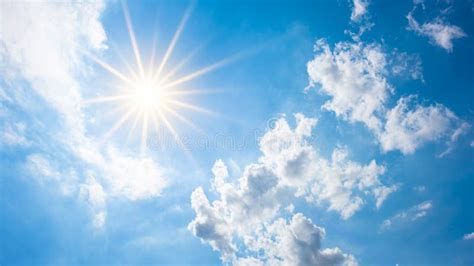 Blue sky with bright sun stock image. Image of weather - 139173071