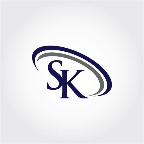 the sk logo is shown in blue and gray colors, with an oval shaped shape