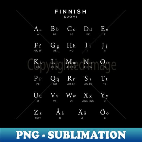 Finnish Alphabet Chart Finland Language Learning - Black - P - Inspire Uplift