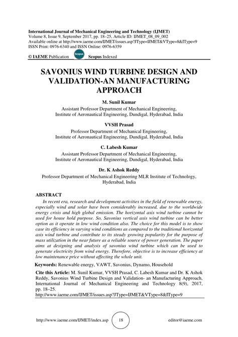 (PDF) Savonius wind turbine design & validation-An manufacturing approach