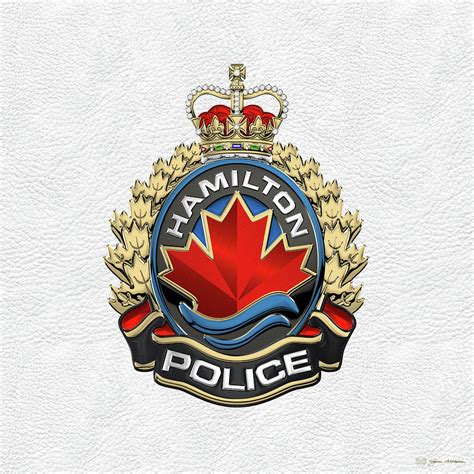 Hamilton Police Service - H P S Emblem over White Leather Digital Art by Serge Averbukh - Pixels