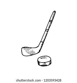 Hockey Stick Puck Icon Sketch Isolated Stock Vector (Royalty Free ...