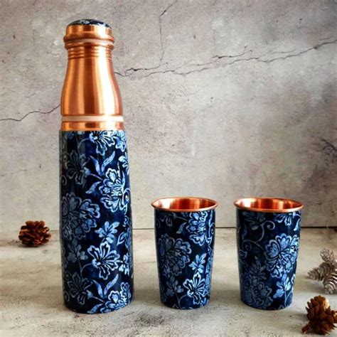 Designer Copper Bottle And Mug Gift Set | Diwali Gift | Corporate Gift