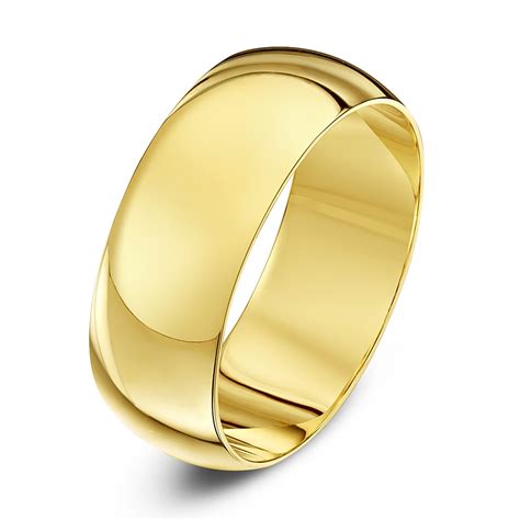 18kt Yellow Gold Heavy D 8mm Wedding Ring