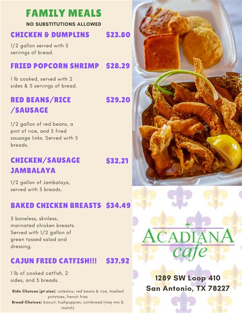 Menus — Acadiana Cafe