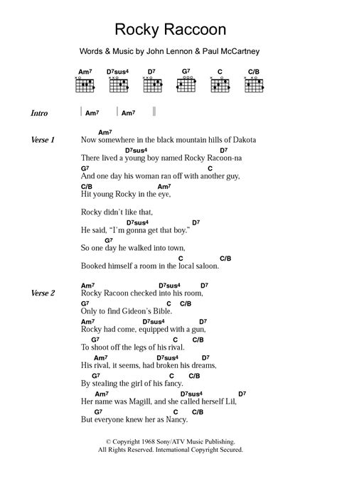 Rocky Raccoon by The Beatles - Guitar Chords/Lyrics - Guitar Instructor