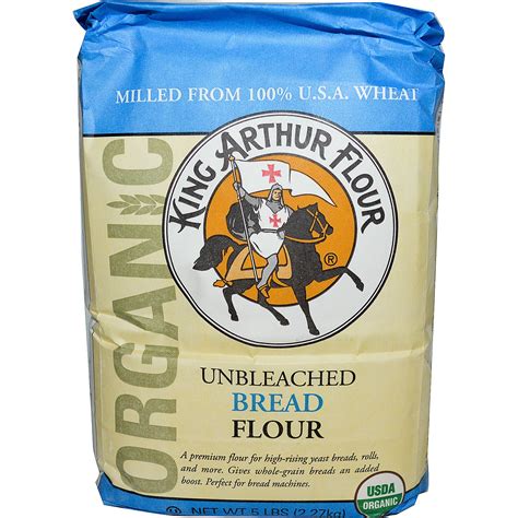 King Arthur Flour, Organic, Bread Flour, Unbleached, 5 lbs (2.27 kg ...