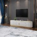 Modern White Long 86 Inch TV Stand with 4 Drawers-Homary