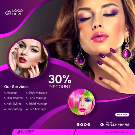 Download Beauty Salon Square Flyer Template Premium Vector | CorelDraw Design (Download Free CDR ...