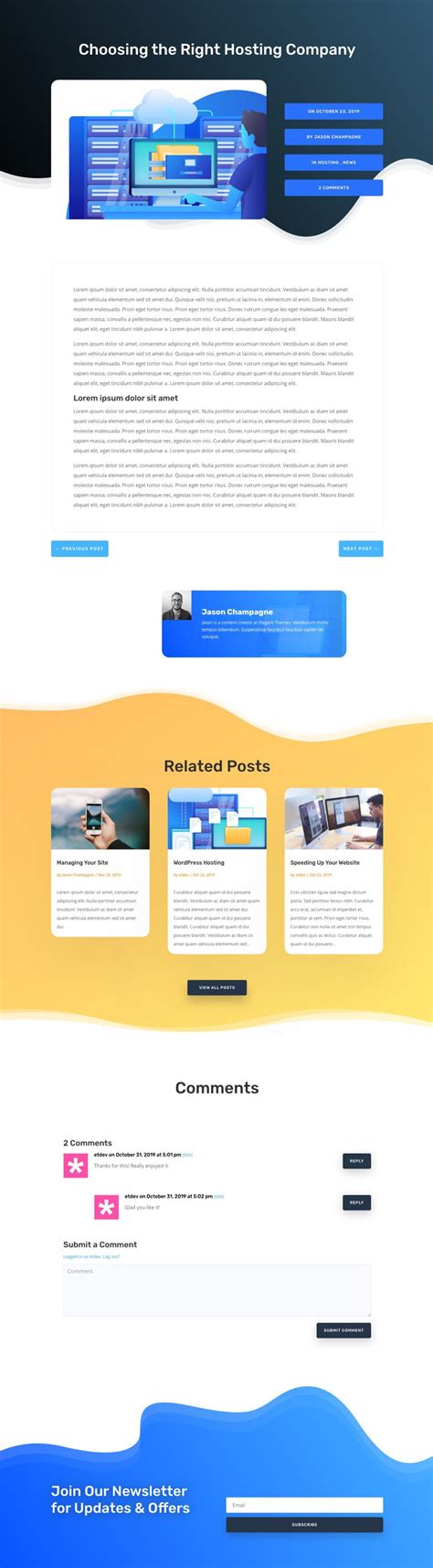 Get a FREE Blog Post Template for Divi's Hosting Company Layout Pack