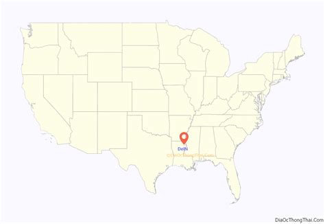 Map of Delhi town, Louisiana - Thong Thai Real