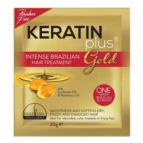 KERATIN plus Gold Intense Brazilian Hair Treatment 20g 12 Pieces ...