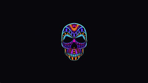 skull, dark, oled, hd, 4k, black, minimalism, minimalist HD Wallpaper