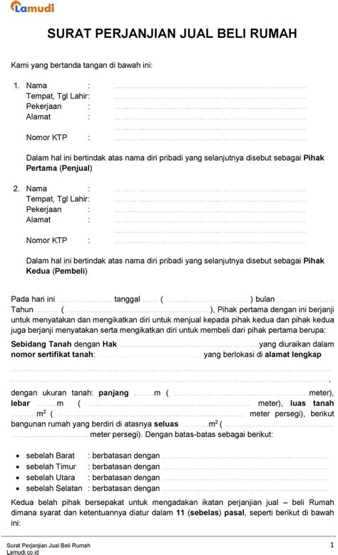 Download Gratis Contoh Surat Jual Beli Rumah