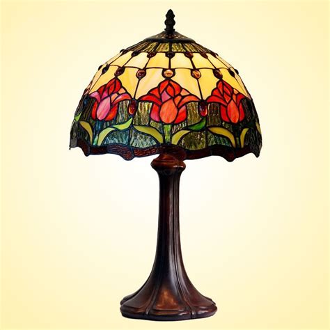 Flowers Tiffany Table Lamps Vintage Stained Glass -Home Decor D12H19 Inch | heparts