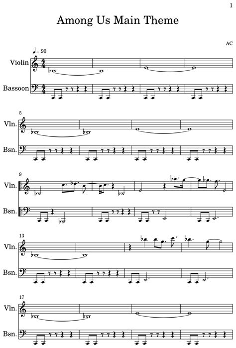 Among Us Main Theme - Sheet music for Violin, Bassoon