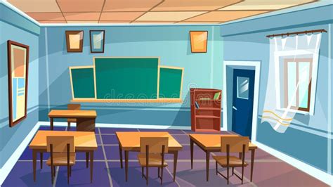 Cartoon Empty School, College Classroom Stock Illustration ...