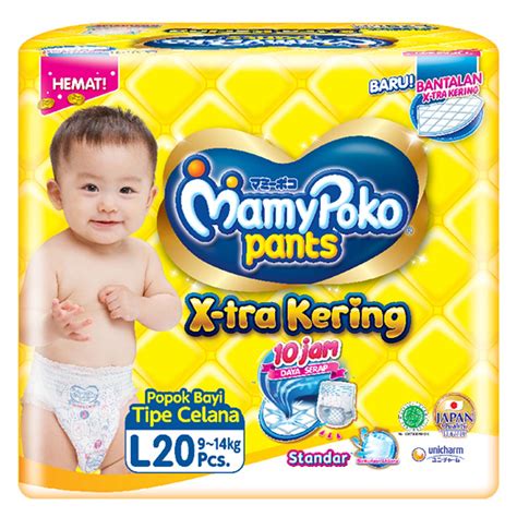 Jual MamyPoko Pants Standar Popok Bayi L 20 - Popok Sekali Pakai Termurah, Harga Promo