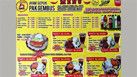 Info dan Harga Franchise Ayam Gepuk Pak Gembus | Sasame Coffee