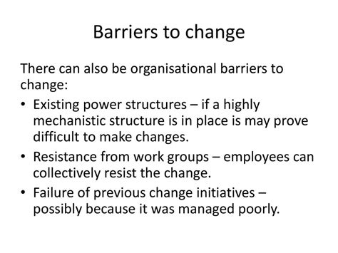 Organizational Barriers To Change