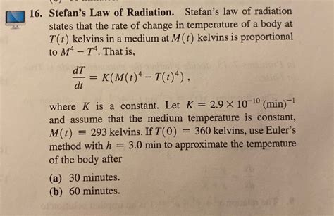 Solved 16. Stefan's Law of Radiation. Stefan's law of | Chegg.com