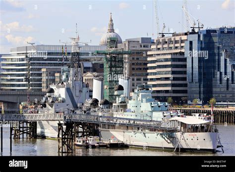 HMS Belfast museum ship london england uk gb Stock Photo - Alamy