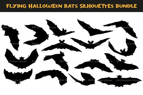 Flying Halloween Bats Silhouettes Bundle Graphic by MH Creation House · Creative Fabrica